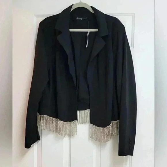 Fashion to Figure Rhinestone Trim Blazer - Picture 1 of 12